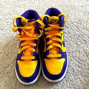 Purple and gold dunks